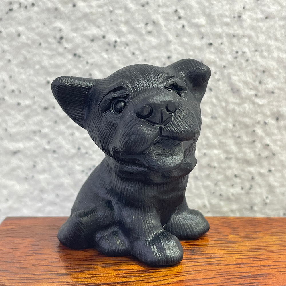 Natural Black Obsidian Dog Carving | Crystal Animal Totem