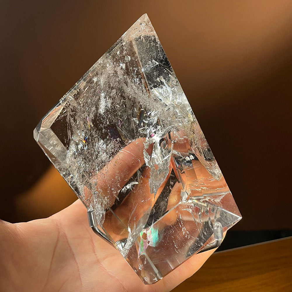 Exact Piece: Massive 1.03kg Rainbow Clear Quartz Freeform with Free Stand