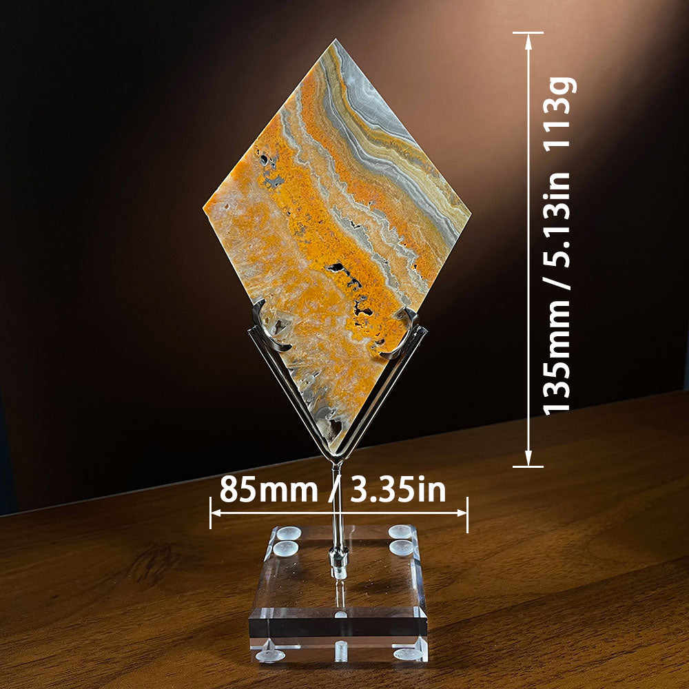 Premium Bumblebee Jasper Diamond Specimen with Display Stand - Vibrant Yellow Crystal Decor