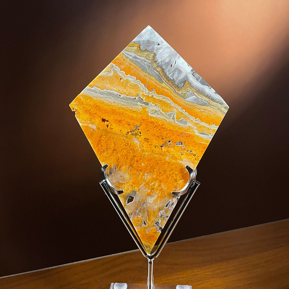 Bumblebee Jasper Diamond Slab with Stand - 130mm Collector Specimen