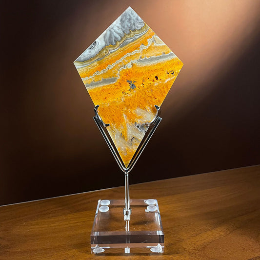 Bumblebee Jasper Diamond Slab with Stand - 130mm Collector Specimen