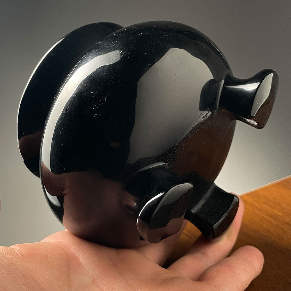 Large Natural Black Obsidian Crystal Cauldron - Premium Altar Bowl (1kg)