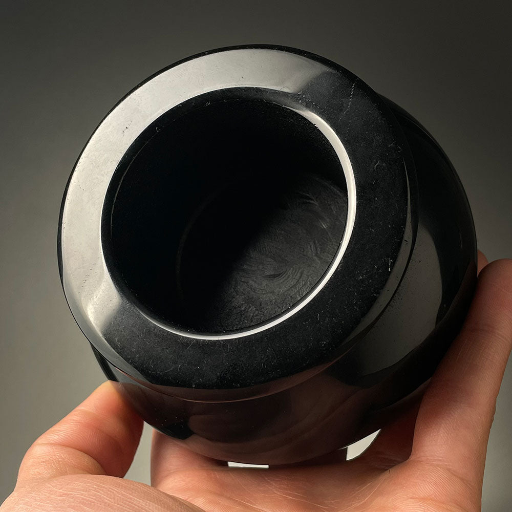 Large Natural Black Obsidian Crystal Cauldron - Premium Altar Bowl (1kg)