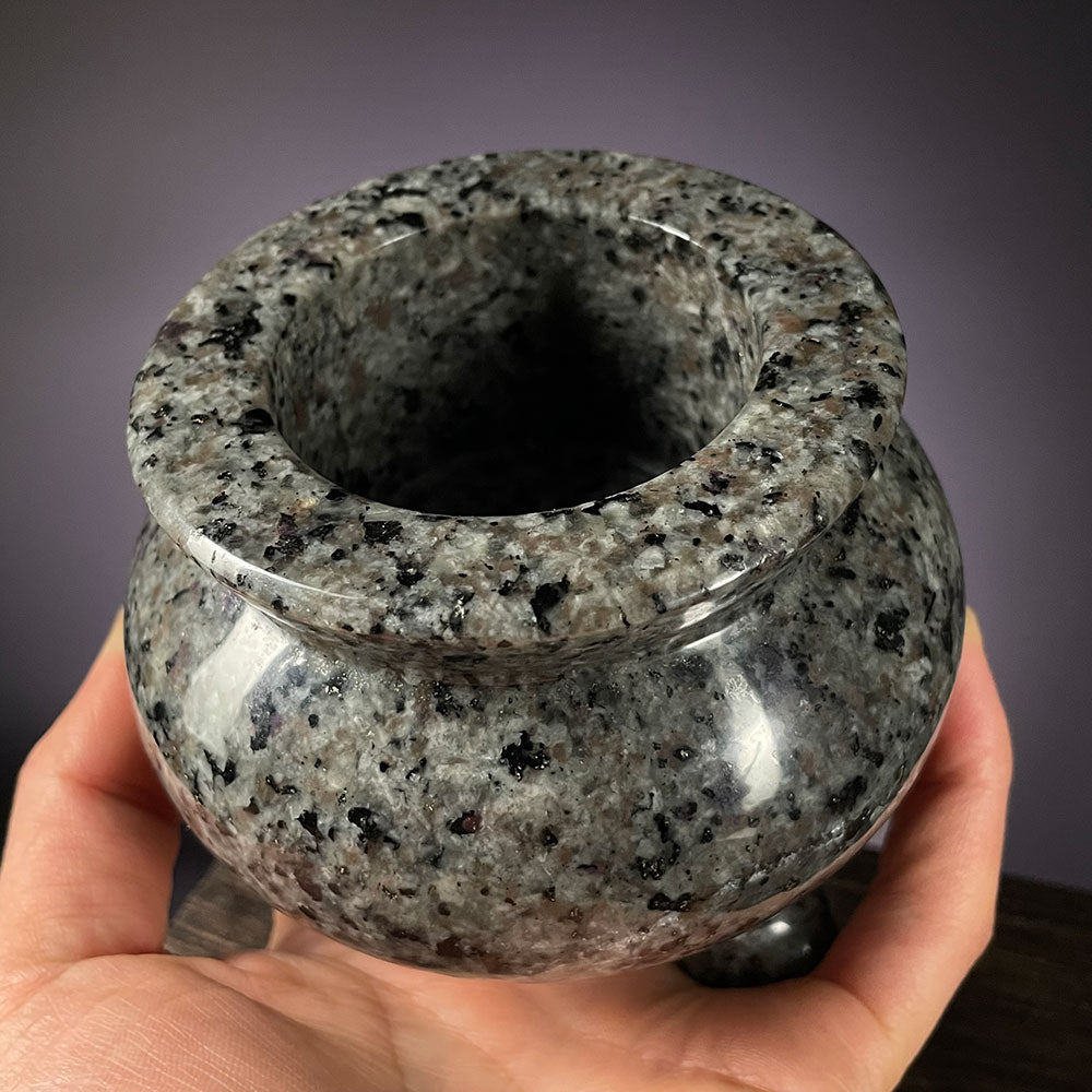 Large UV Reactive Yooperlite Crystal Cauldron - Glowing Magma Altar Bowl (1.1kg)