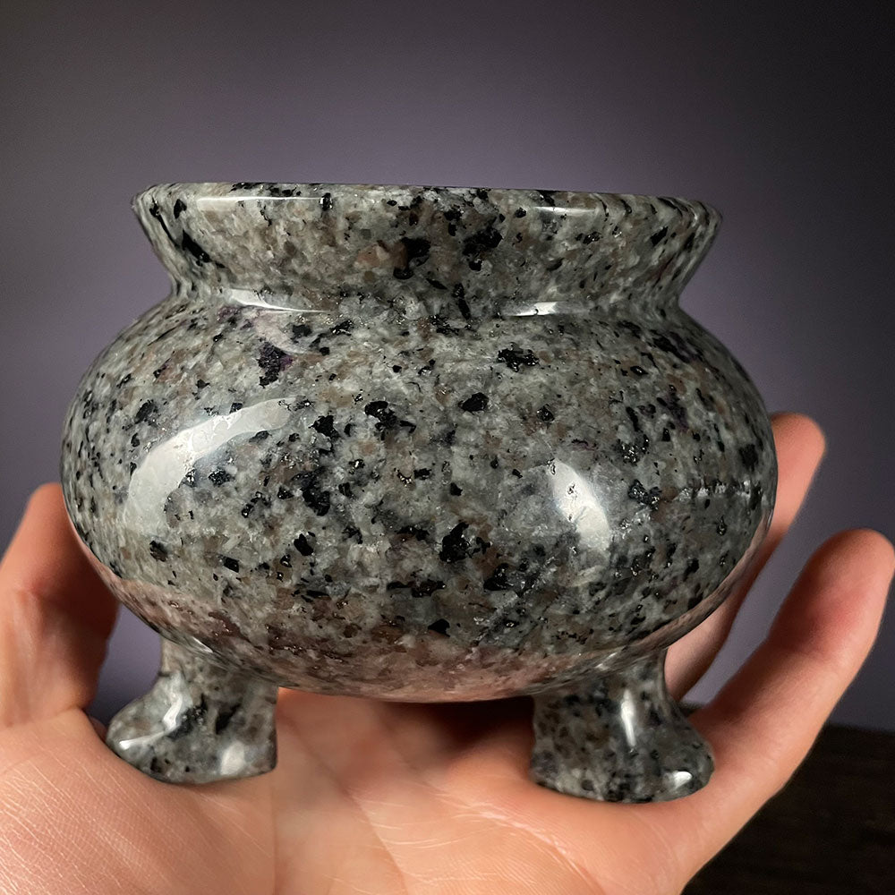 Large UV Reactive Yooperlite Crystal Cauldron - Glowing Magma Altar Bowl (1.1kg)