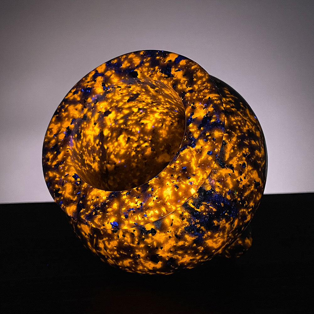 Large UV Reactive Yooperlite Crystal Cauldron - Glowing Magma Altar Bowl (1.1kg)