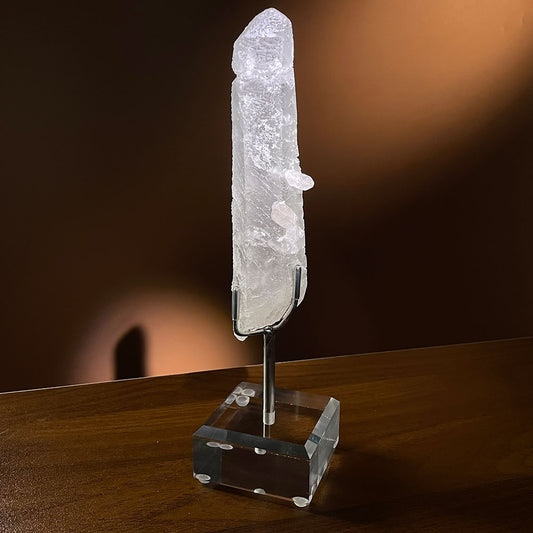 Natural Etched Growth Interference Crystal Point (160mm) - Rare Ice Quartz