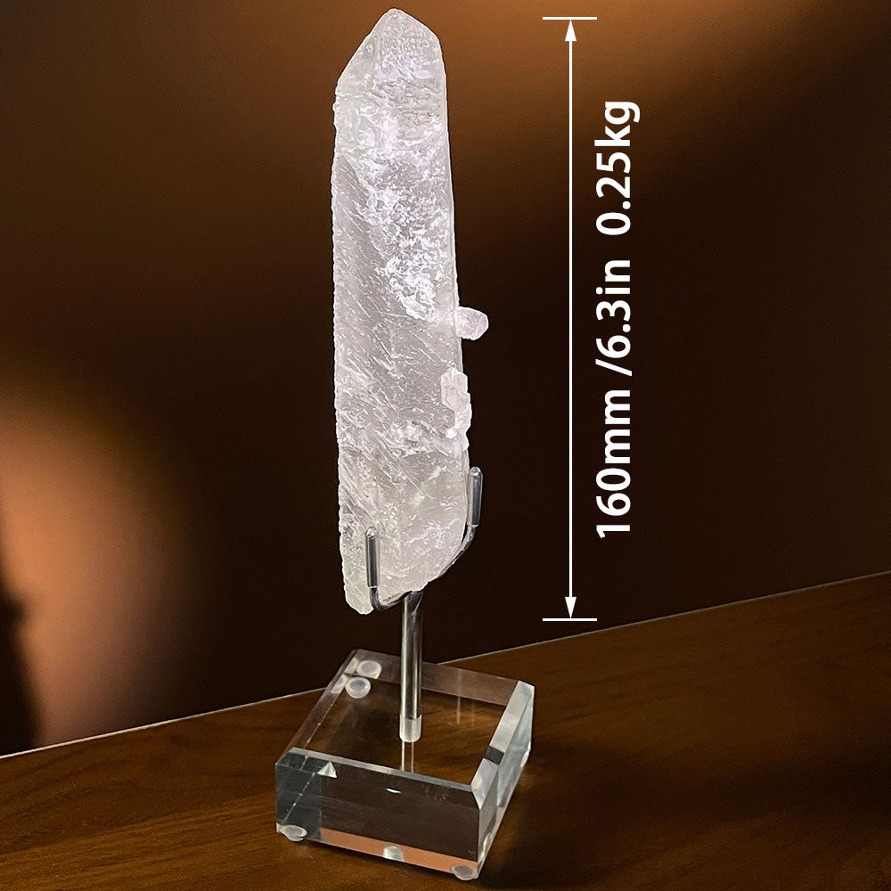 Natural Etched Growth Interference Crystal Point (160mm) - Rare Ice Quartz