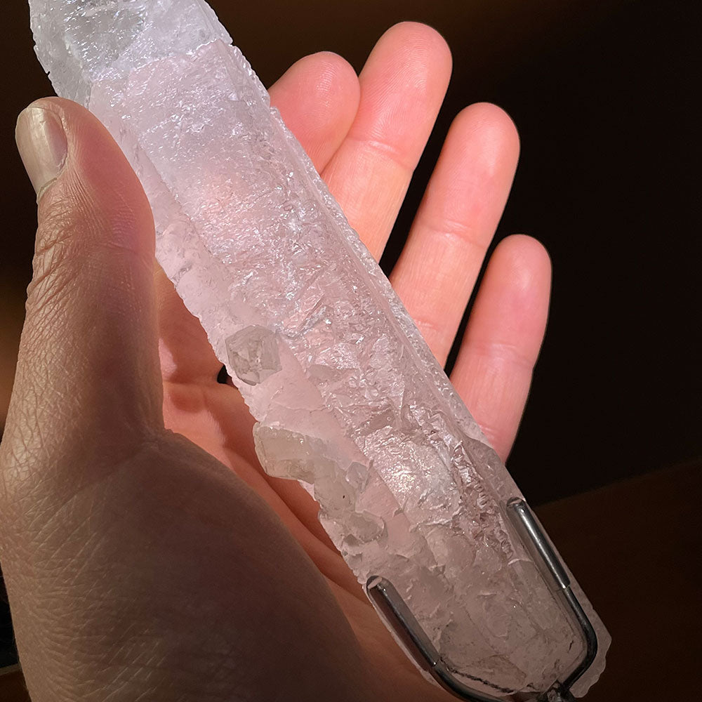 Natural Etched Growth Interference Crystal Point (160mm) - Rare Ice Quartz
