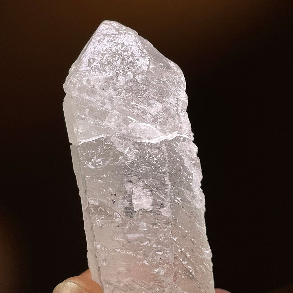 Natural Etched Growth Interference Crystal Point (160mm) - Rare Ice Quartz