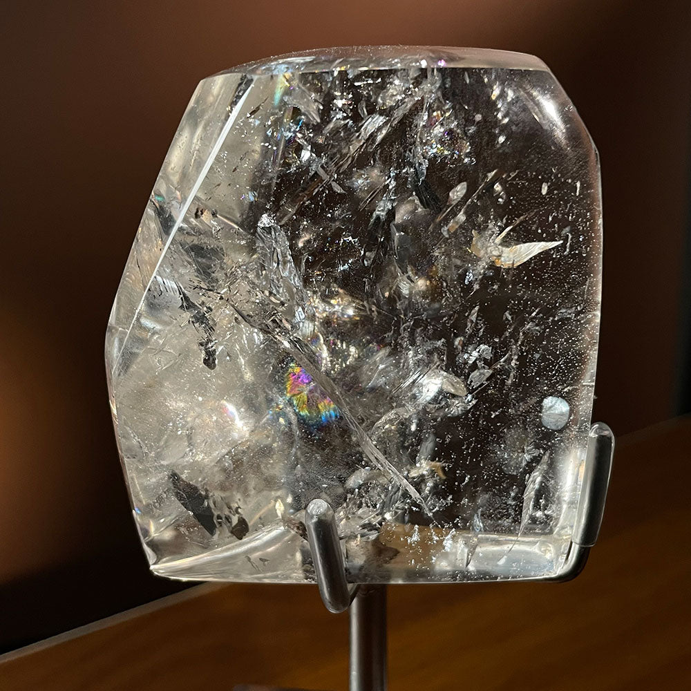 Exact Piece: Madagascar Rainbow Clear Quartz Shield with Free Stand