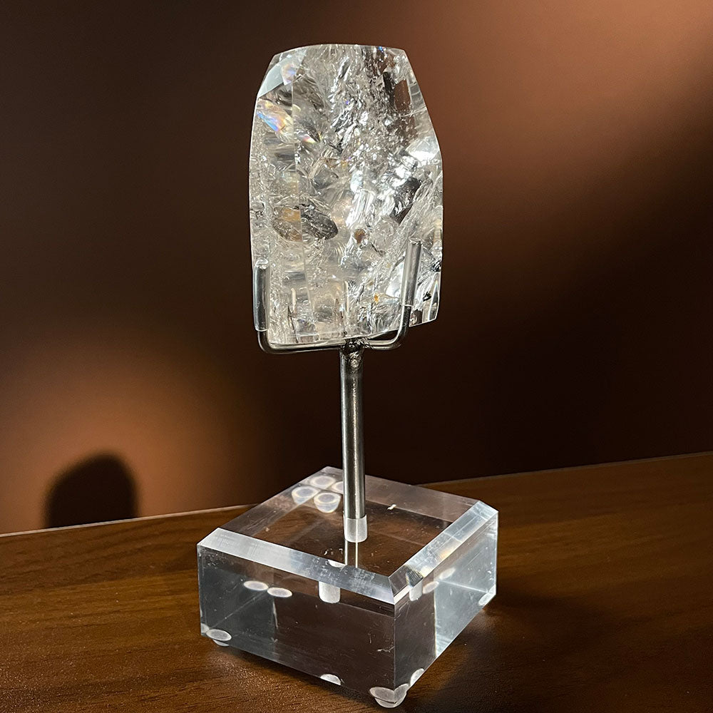 Exact Piece: Madagascar Rainbow Clear Quartz Shield with Free Stand