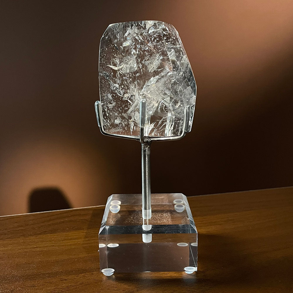 Exact Piece: Madagascar Rainbow Clear Quartz Shield with Free Stand