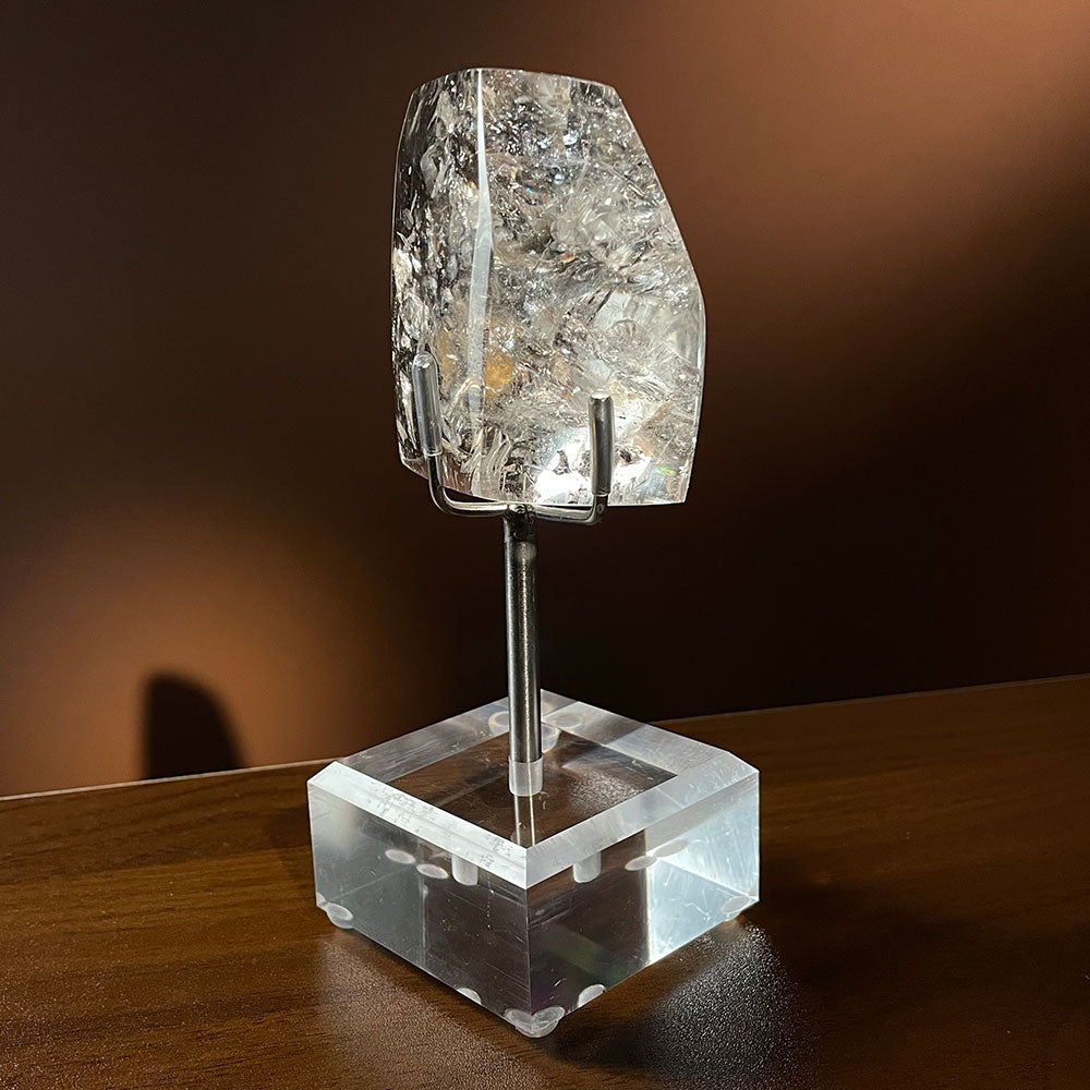 Exact Piece: Madagascar Rainbow Clear Quartz Shield with Free Stand