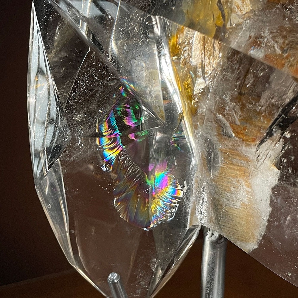 Exact Piece: Golden Healer Rainbow Quartz Freeform with Free Stand