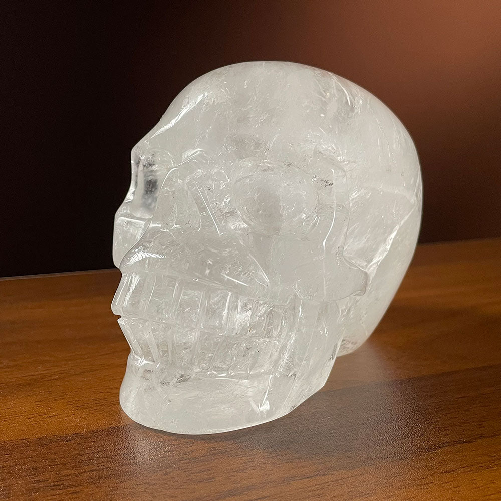 Premium Transparent Quartz Crystal Skull Sculpture - Gothic Decor & Altar Piece