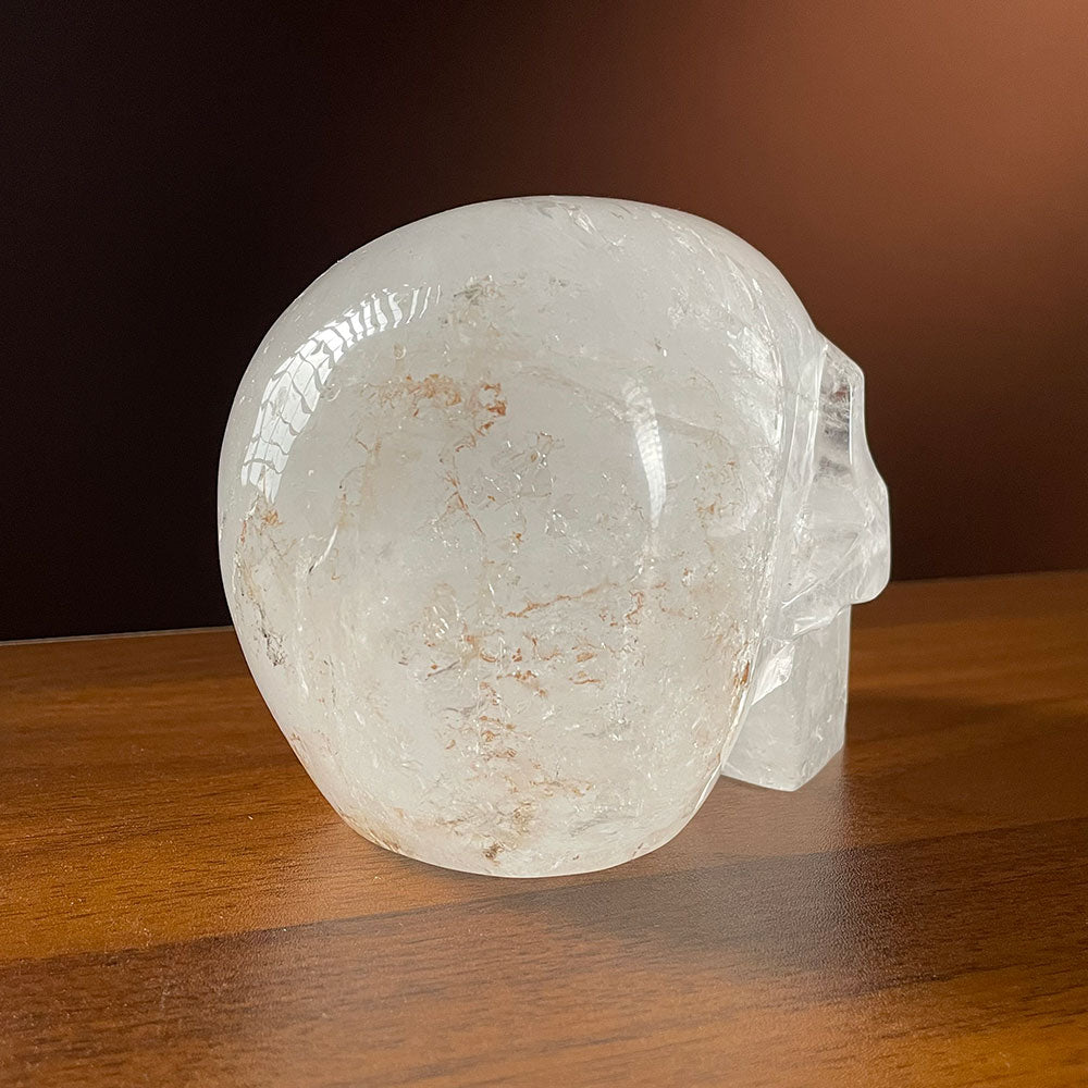 Premium Transparent Quartz Crystal Skull Sculpture - Gothic Decor & Altar Piece