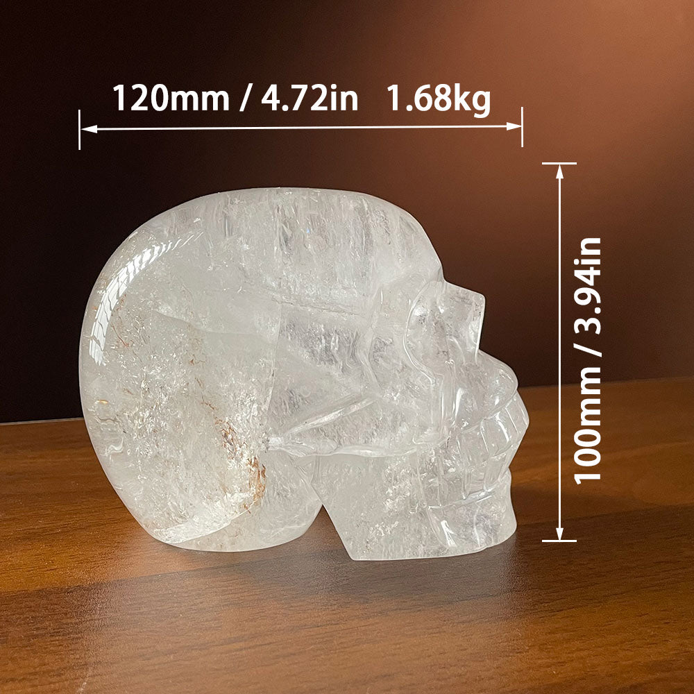 Premium Transparent Quartz Crystal Skull Sculpture - Gothic Decor & Altar Piece