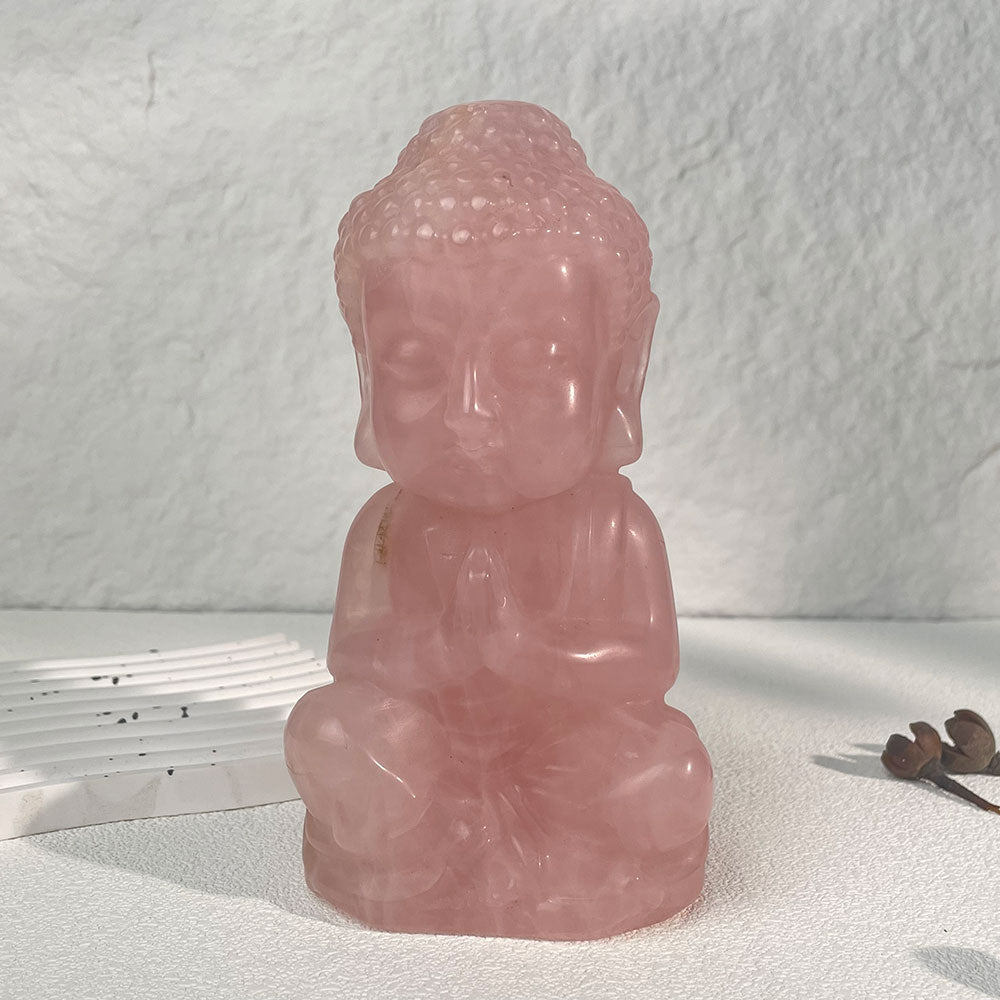Large Rose Quartz Meditating Baby Buddha Figurine (1kg)