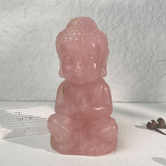Large Rose Quartz Meditating Baby Buddha Figurine (1kg)