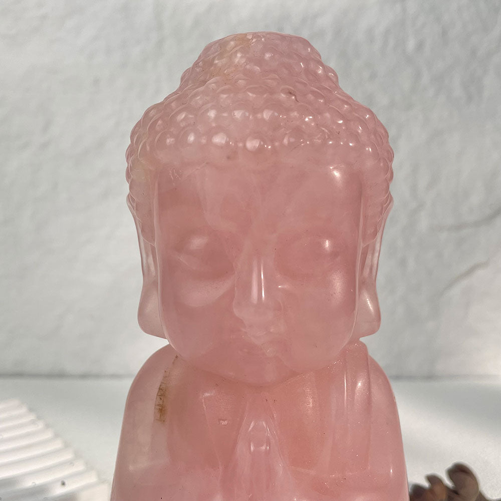 Large Rose Quartz Meditating Baby Buddha Figurine (1kg)