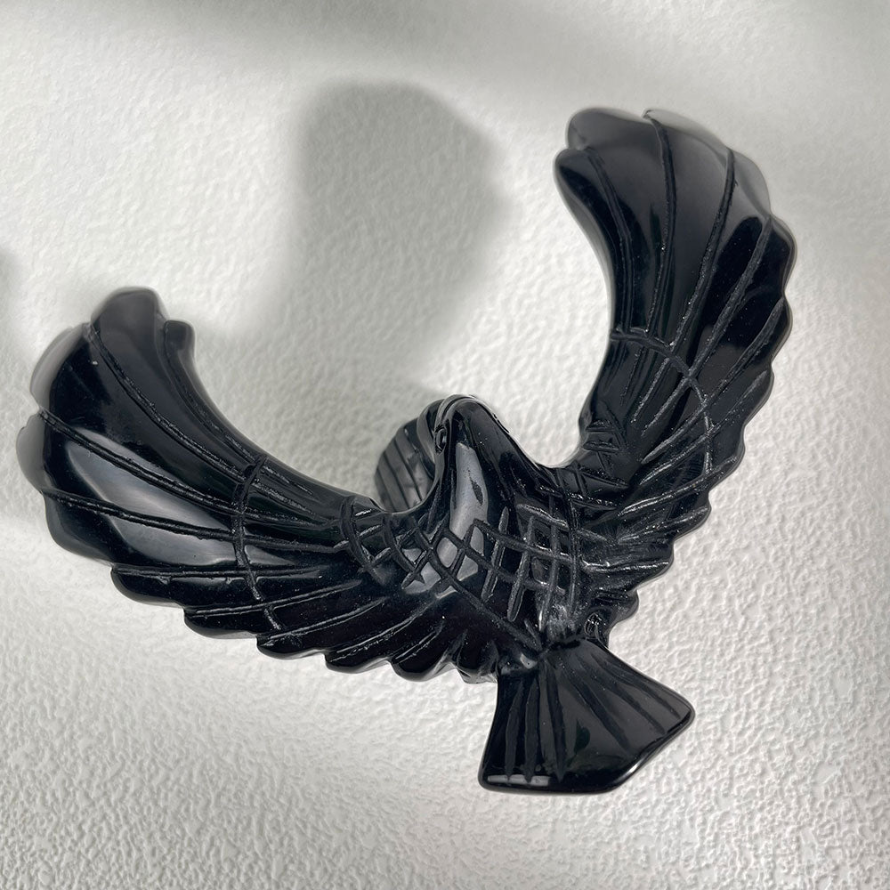 Hand-Carved Obsidian Balancing Bird - Executive Crystal Desk Decor