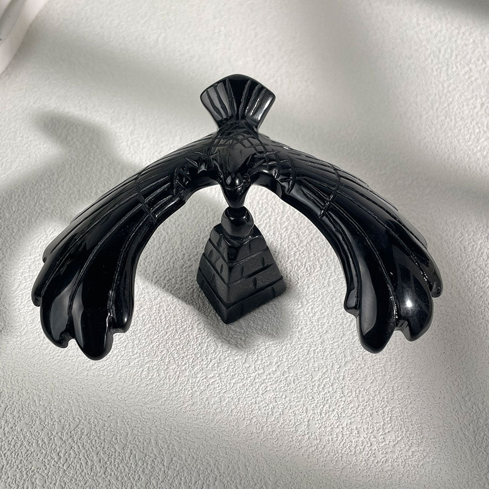 Hand-Carved Obsidian Balancing Bird - Executive Crystal Desk Decor