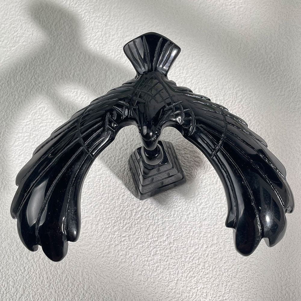 Hand-Carved Obsidian Balancing Bird - Executive Crystal Desk Decor