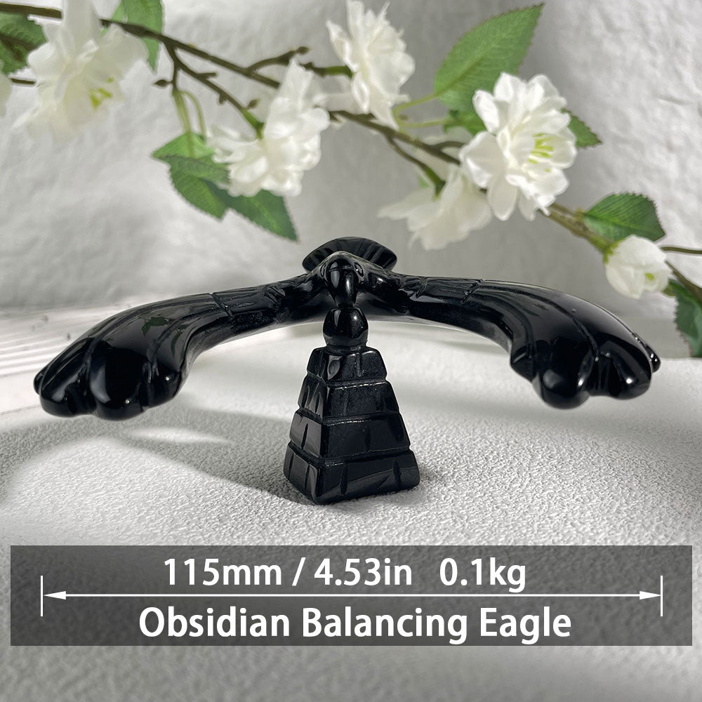 Hand-Carved Obsidian Balancing Bird - Executive Crystal Desk Decor