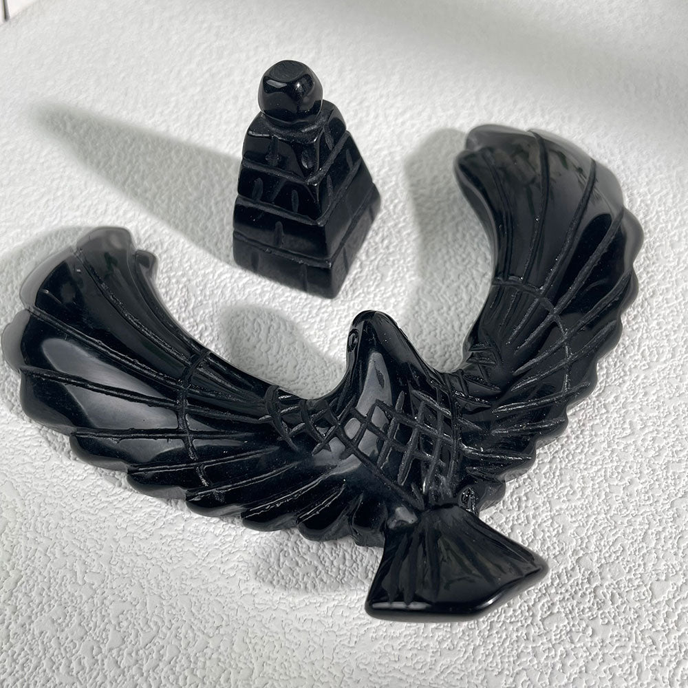 Hand-Carved Obsidian Balancing Bird - Executive Crystal Desk Decor