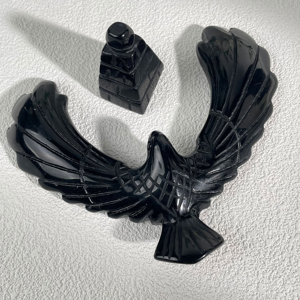Hand-Carved Obsidian Balancing Bird - Executive Crystal Desk Decor