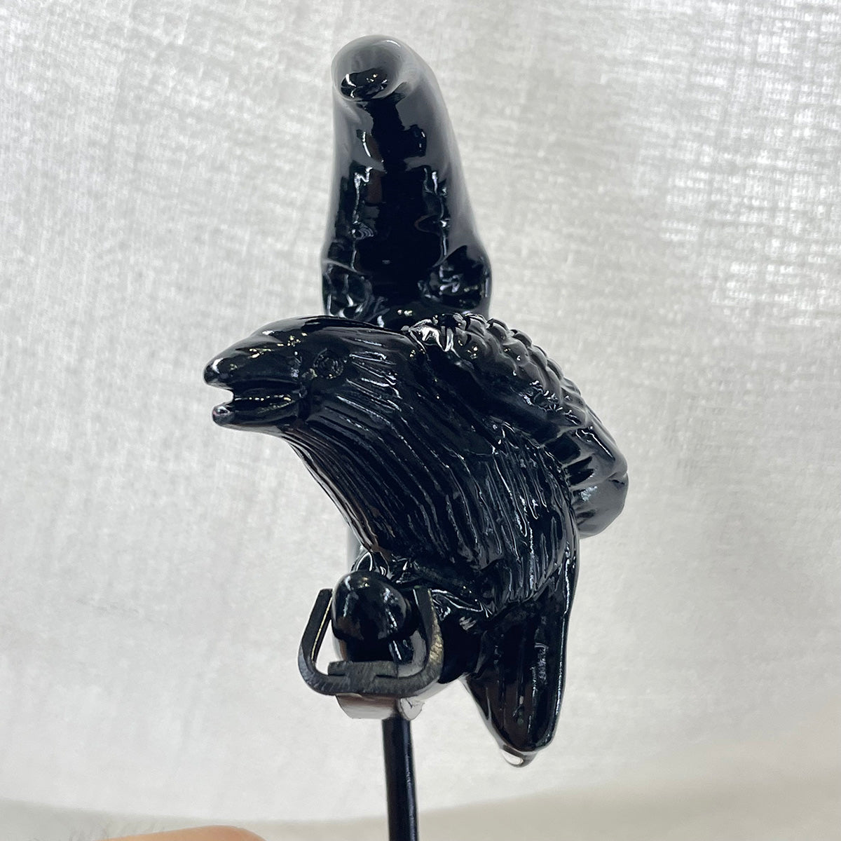 Black Obsidian Crow Skull Moon Crystals Raven Healing Stone Figurine Handcraft