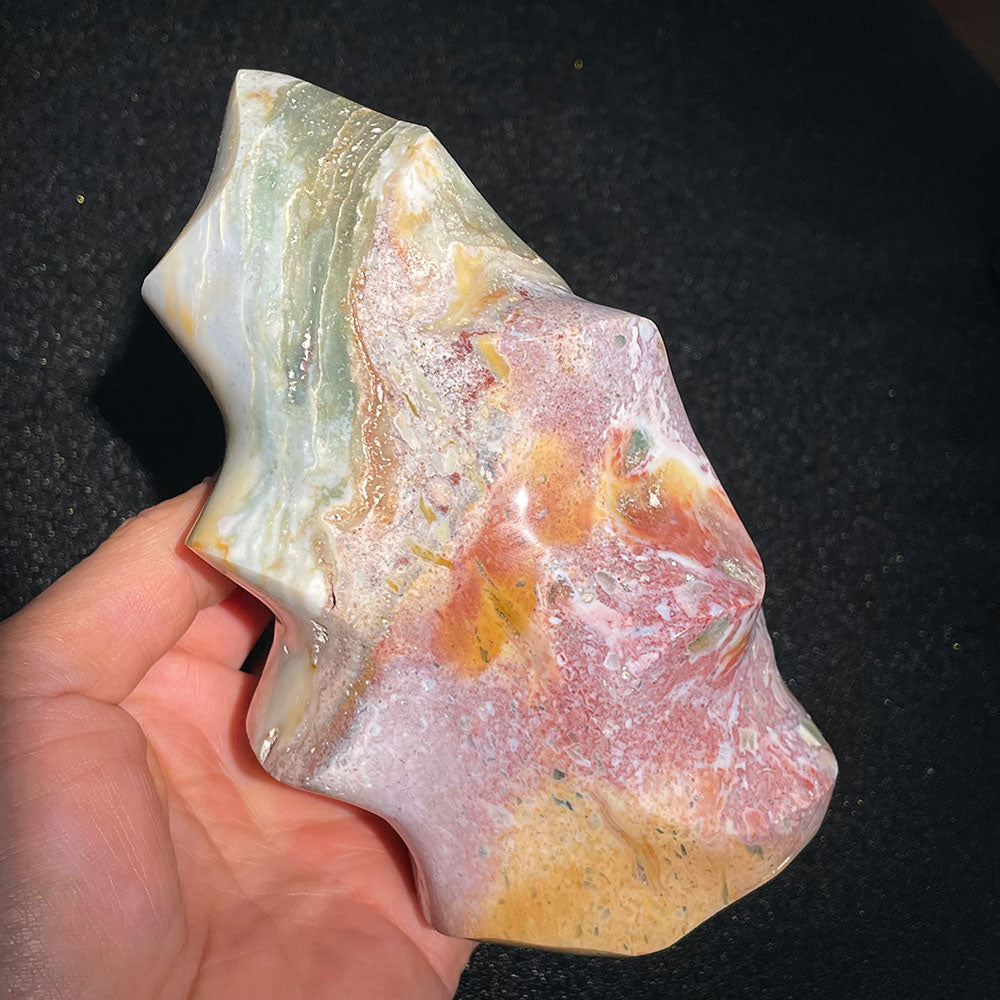 Exact Piece: Massive 1.02kg Ocean Jasper Flame with Sparkling Druzy