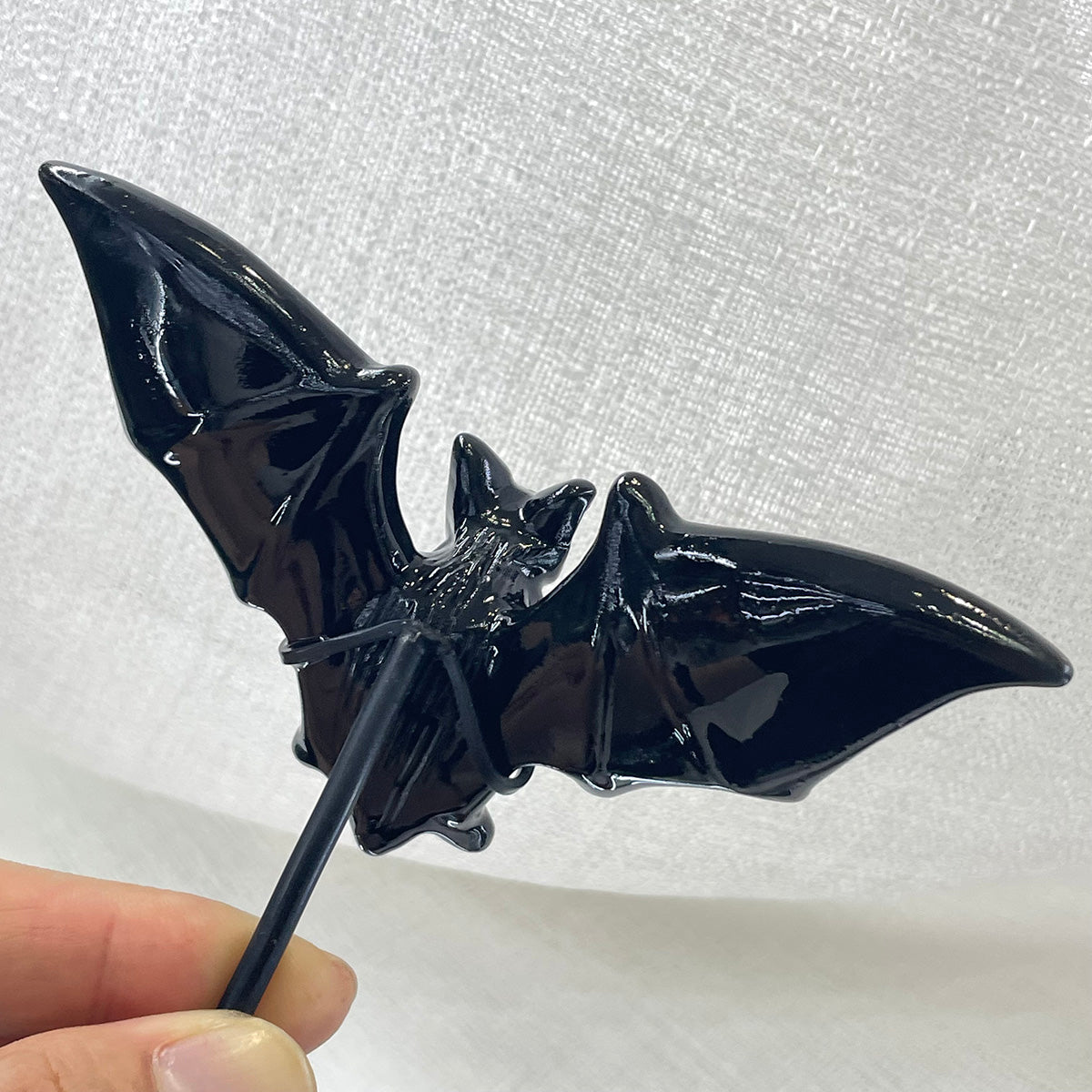 Black Obsidian Bat Natural Crystals Handcraft Figurine Healing Stone