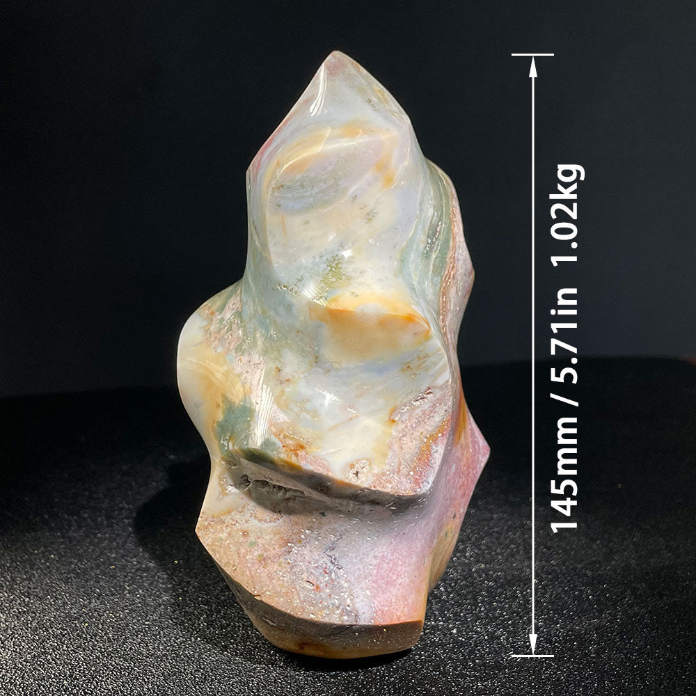 Exact Piece: Massive 1.02kg Ocean Jasper Flame with Sparkling Druzy