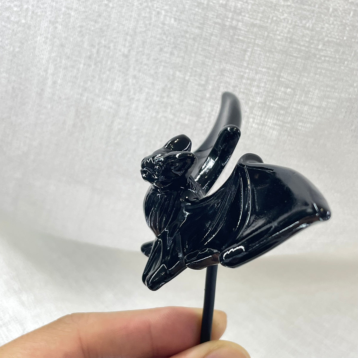 Black Obsidian Bat Natural Crystals Handcraft Figurine Healing Stone