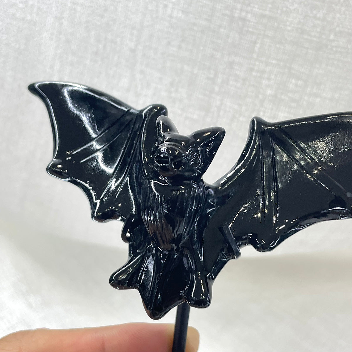 Black Obsidian Bat Natural Crystals Handcraft Figurine Healing Stone