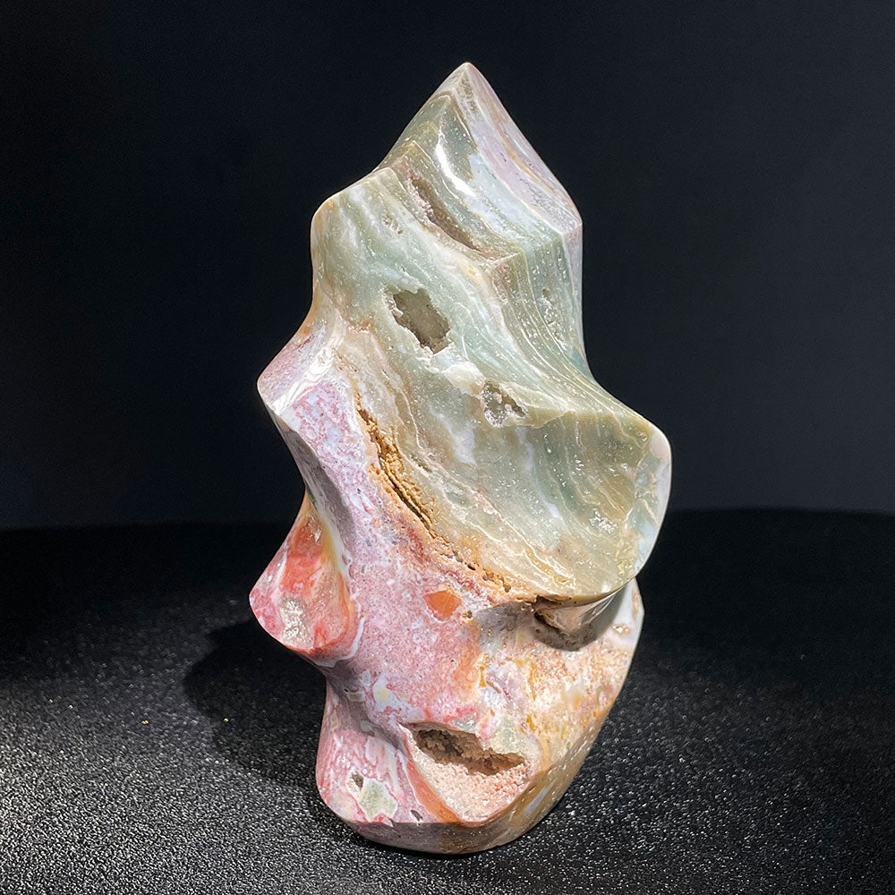 Exact Piece: Massive 1.02kg Ocean Jasper Flame with Sparkling Druzy