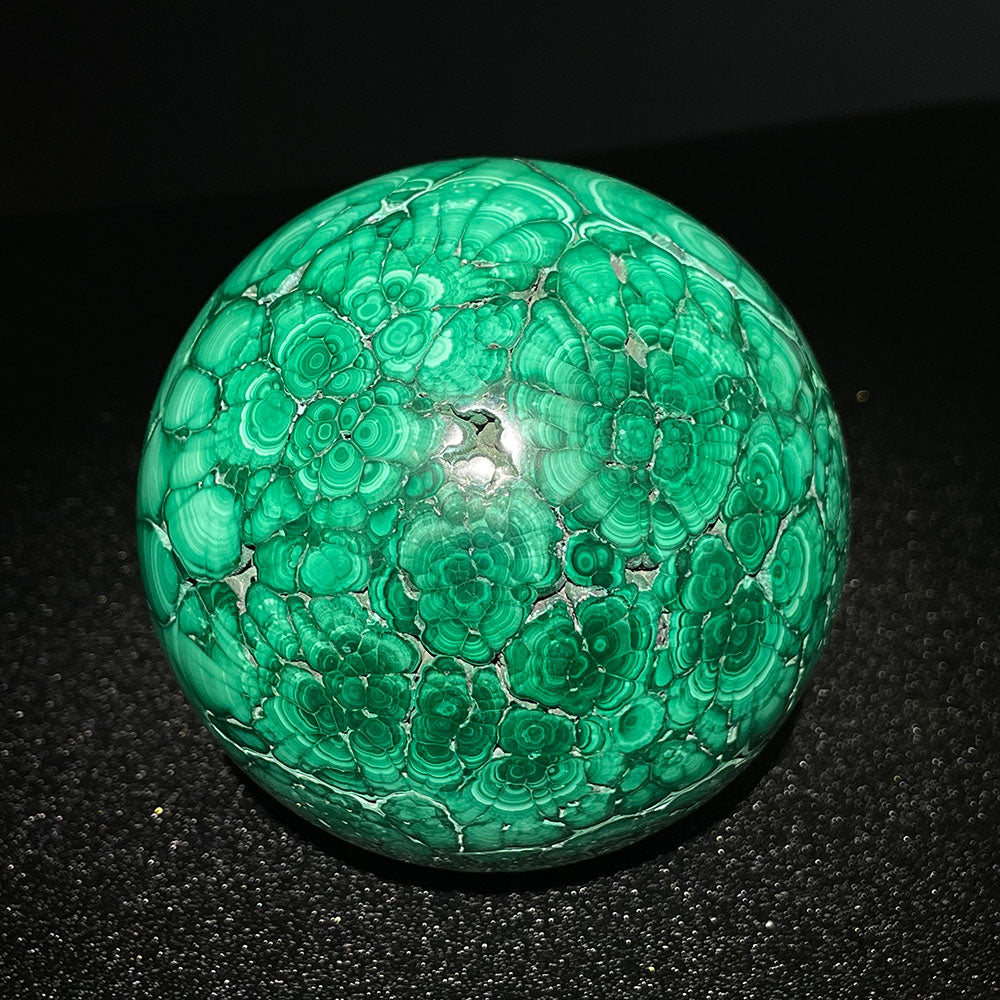 Premium Polished Malachite Crystal Sphere - Rich Green Concentric Patterns