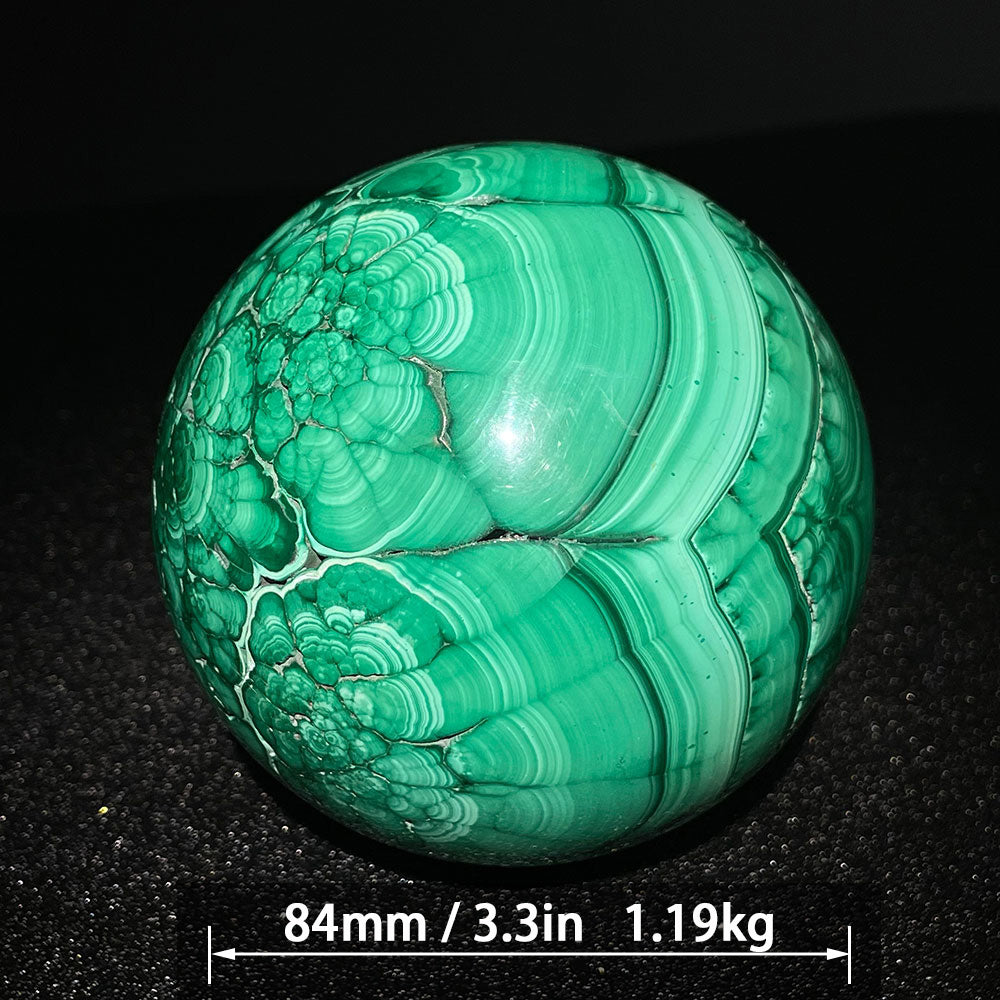 Premium Polished Malachite Crystal Sphere - Rich Green Concentric Patterns