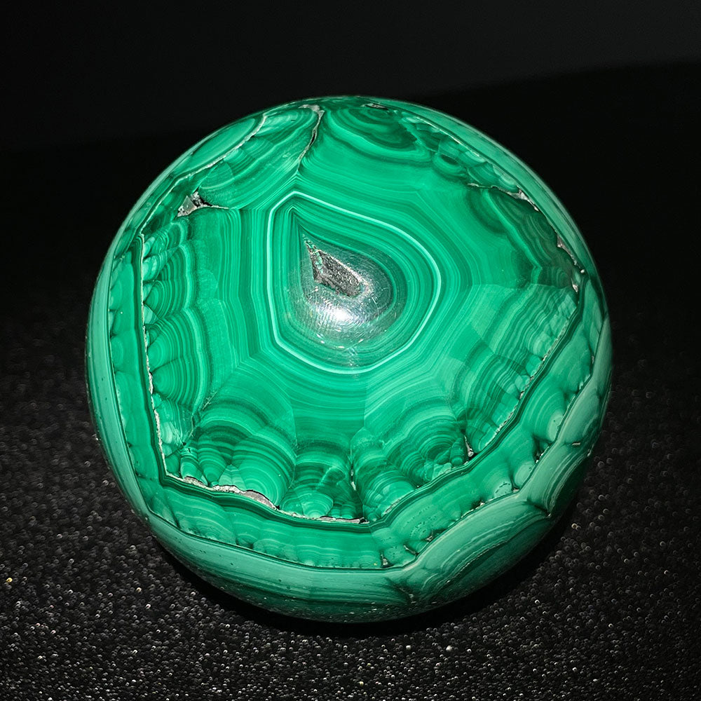 Premium Polished Malachite Crystal Sphere - Rich Green Concentric Patterns