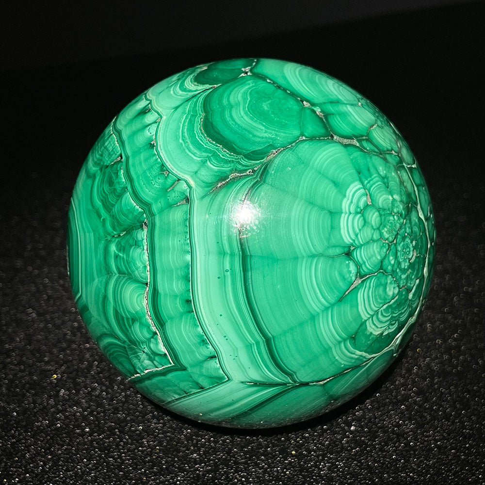 Premium Polished Malachite Crystal Sphere - Rich Green Concentric Patterns