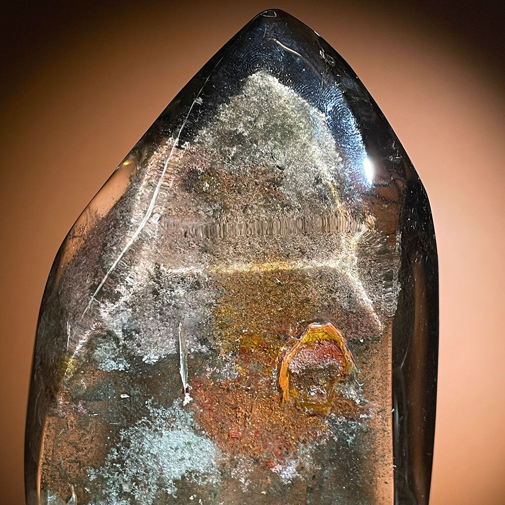 Natural Scenic Phantom Quartz Buddha Statue - Lodolite Zen Decor