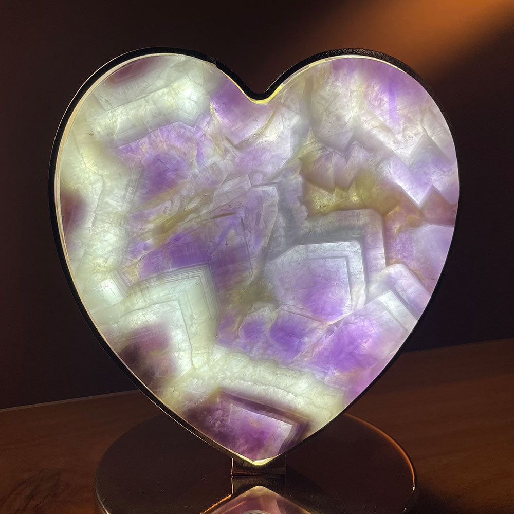 Natural Dream Amethyst Heart LED Crystal Lamp (110mm)
