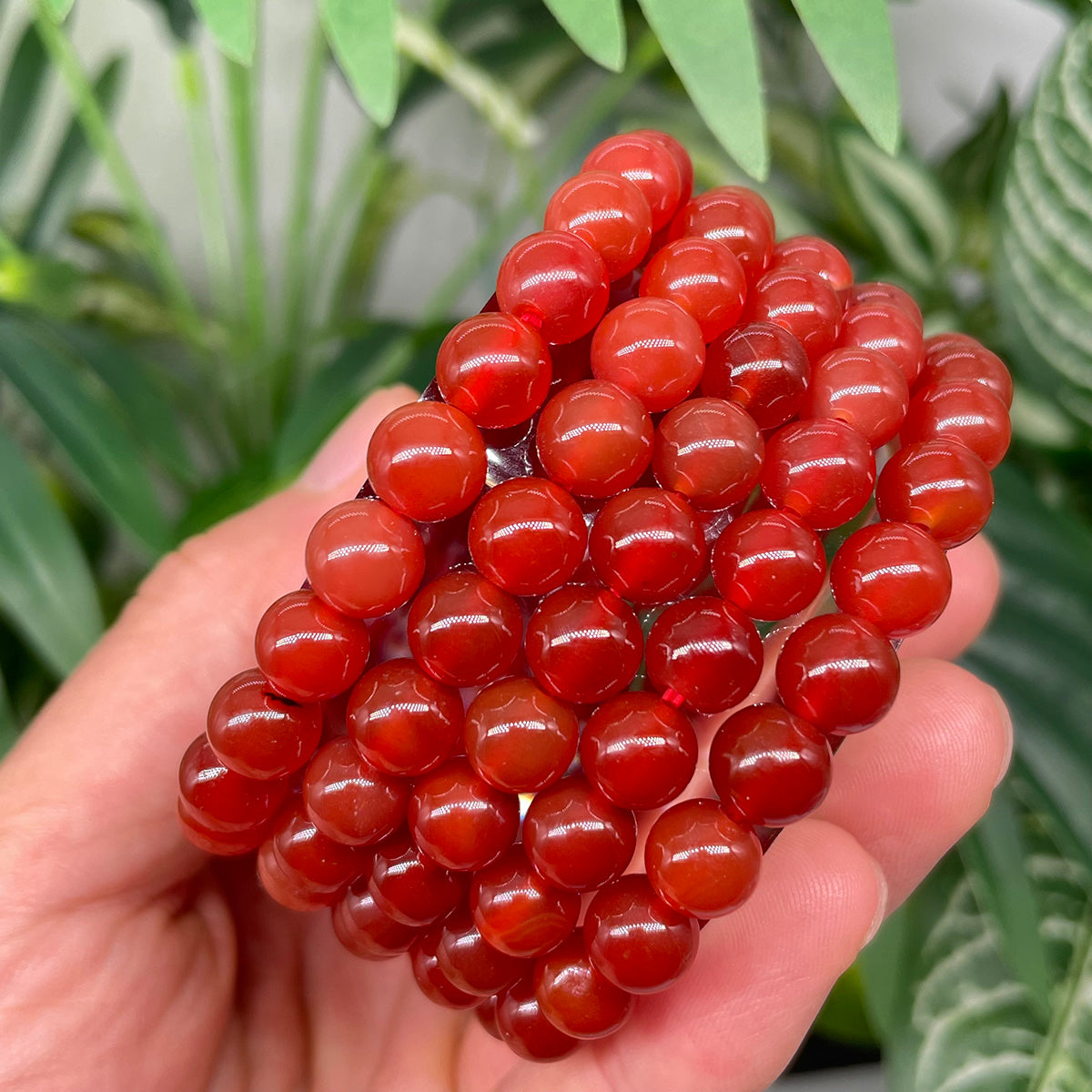 Red Carnelian Agate Bead Bracelet