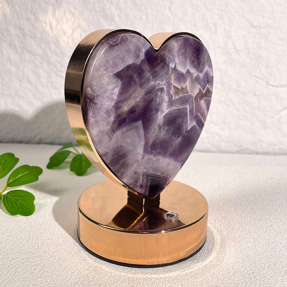 Natural Dream Amethyst Heart LED Crystal Lamp (110mm)