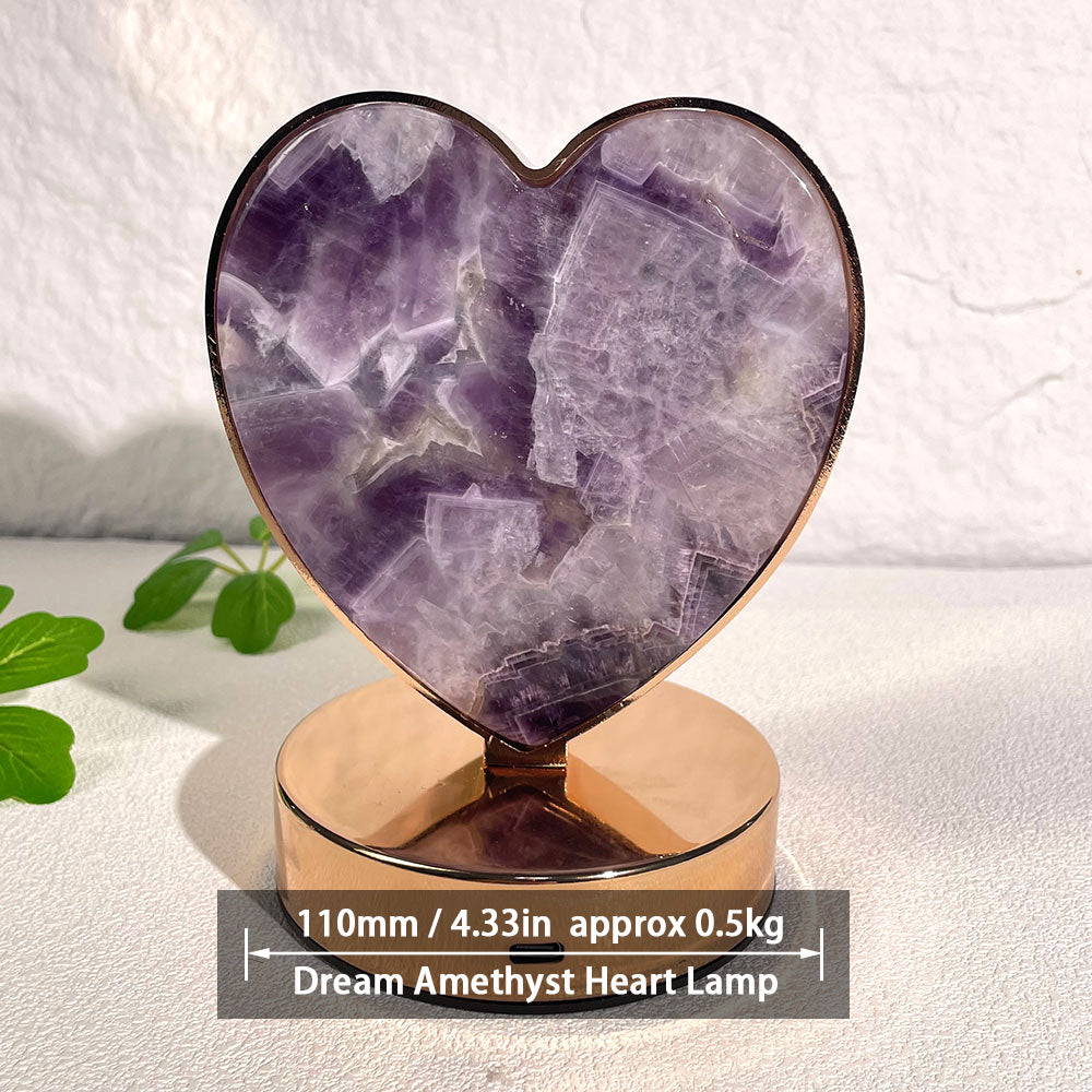Natural Dream Amethyst Heart LED Crystal Lamp (110mm)