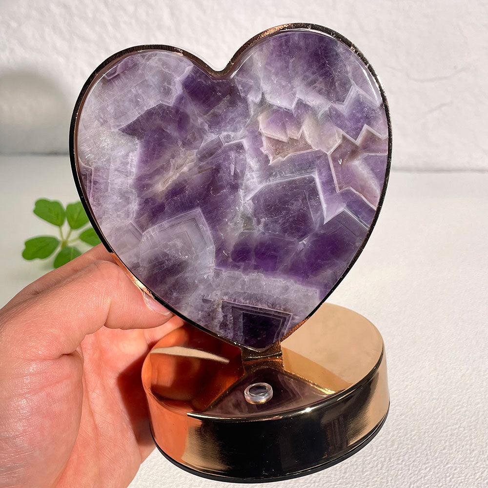 Natural Dream Amethyst Heart LED Crystal Lamp (110mm)