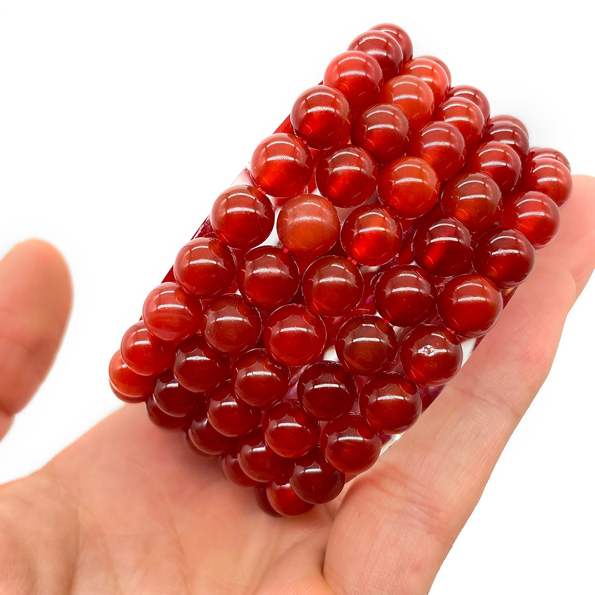 Red Carnelian Agate Bead Bracelet