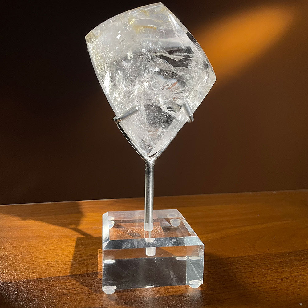 Premium Water-Clear Quartz Polyhedron - Radiant Internal Rainbows